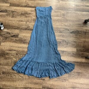 Strapless Blue Maxi Dress
